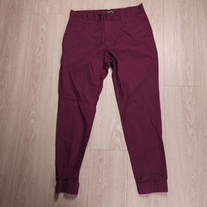 Elwood Jogger Pants Chino Mens Sz 32x27 Slim Leg Red Casual Tapered Cotton